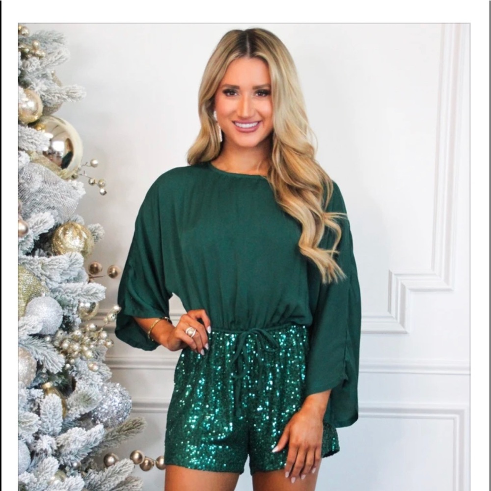 Green sequin romper